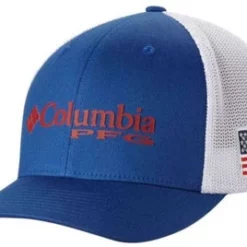 Columbia 1714811051 PFG Fish Flag Mesh Flat Brim Ball Cap - O/S