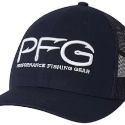 Columbia PFG Mesh Snap Back Ball Cap - Collegiate Navy & White Logo