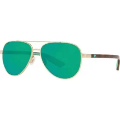 Costa Peli Sunglasses - Brushed Gold/Green Mirror - 580P Lens