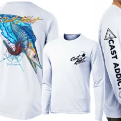 David Dunleavy DMW8053 Cast Addict Wahoo LS Performance Shirts