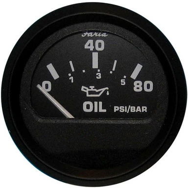Faria Beede Faria 12803 Euro Black Oil Pressure Gauge - 80 PSI 1 Faria Beede Faria 12803 Euro Black Oil Pressure Gauge - 80 PSI