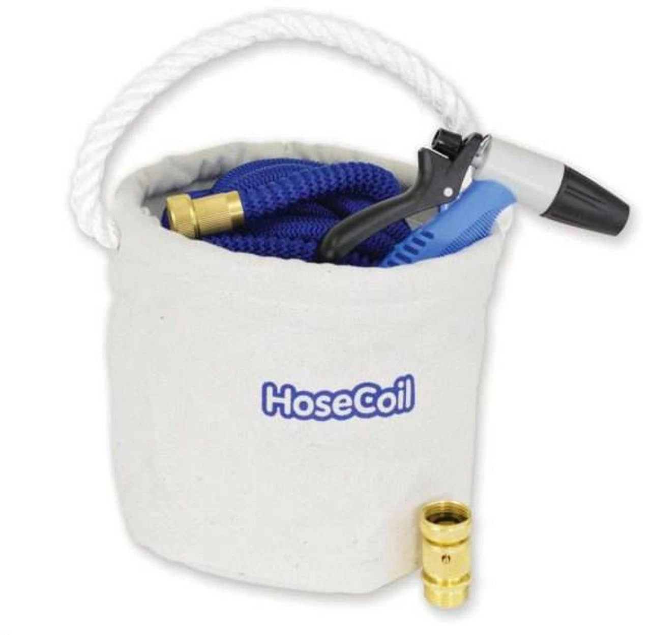 HoseCoil Canvas Bucket Kit With 75 Ft. Expandable Hose 1 HoseCoil Canvas Bucket Kit With 75 Ft. Expandable Hose