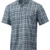 Huk Performance Fishing Huk Tide Point Fish Plaid Short Sleeve Shirt - Sharkskin - Medium