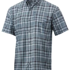 Huk Performance Fishing Huk Tide Point Fish Plaid Short Sleeve Shirt - Sharkskin - Medium