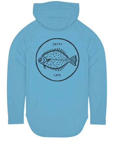 Jetty Life Jetty Flounder UV Hoodie - Light Blue - X-Large 1 Jetty Life Jetty Flounder UV Hoodie - Light Blue - X-Large