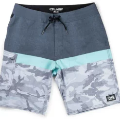 Pelagic Blue Water Camo Fishing Shorts - Grey Fish Camo