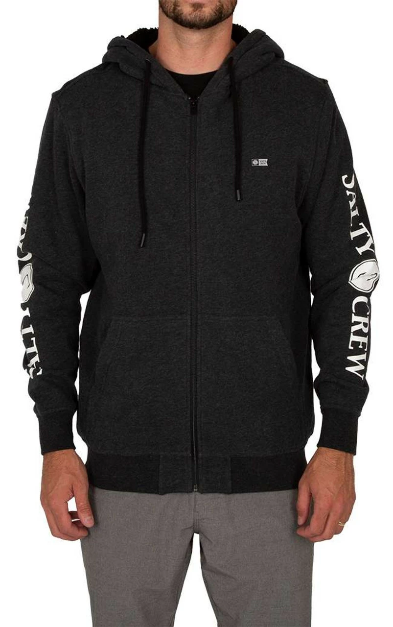 Salty Crew Refuge Sherpa Zip Fleece - Black Heather - Medium 1 Salty Crew Refuge Sherpa Zip Fleece - Black Heather - Medium