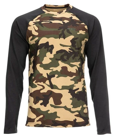 Simms Lightweight Base Layer Top - Woodland Camo - Small 1 Simms Lightweight Base Layer Top - Woodland Camo - Small